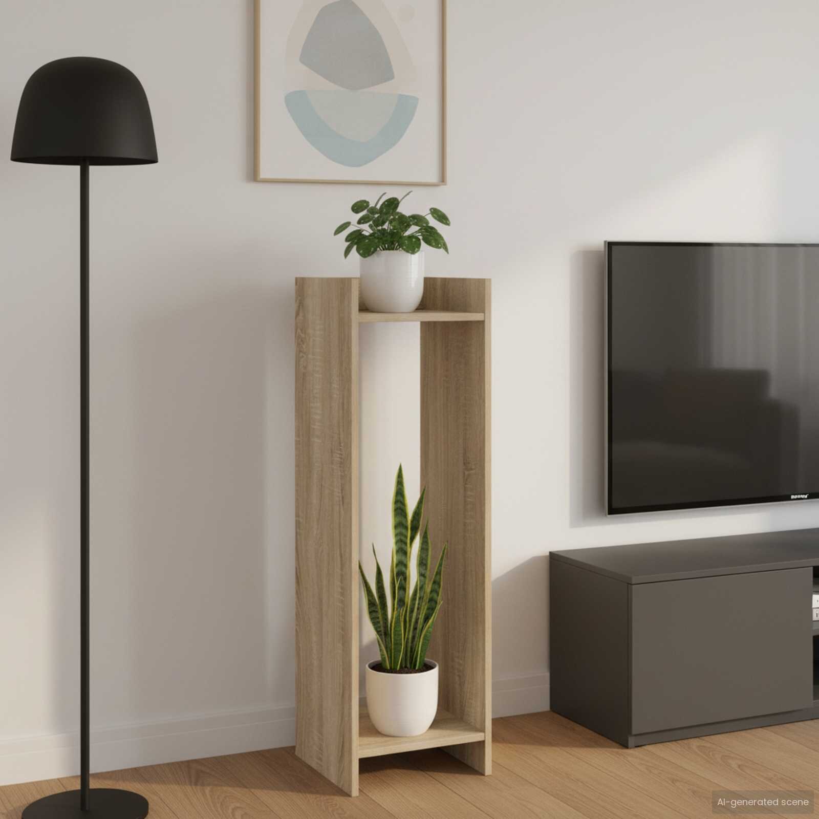 vidaXL Стойка за растения Дъб сонома 30 x 30 x 100 см