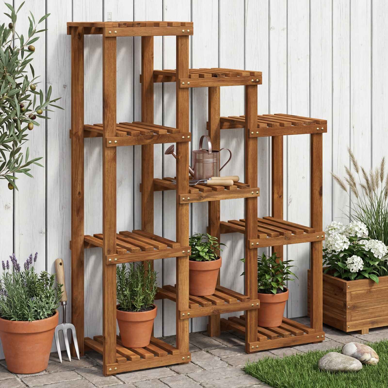 vidaXL Стойка за растения Натурално 85 x 30 x 1145 см