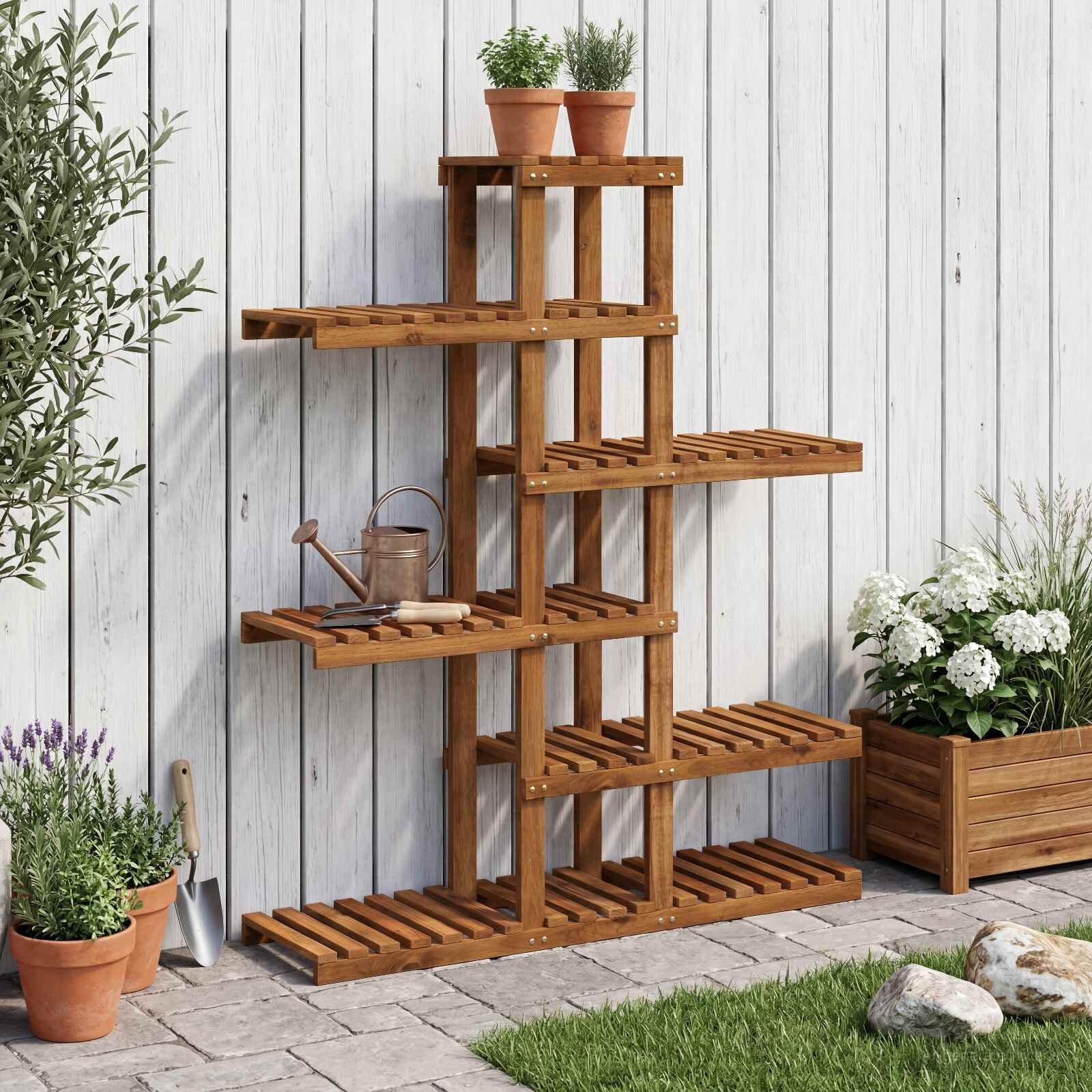 vidaXL Стойка за растения Натурално 93 x 25 x 1145 см