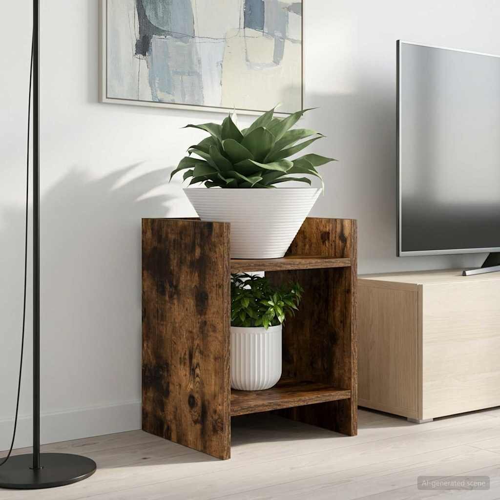 vidaXL Стойка за растения Опушен дъб 30 x 30 x 40 cm