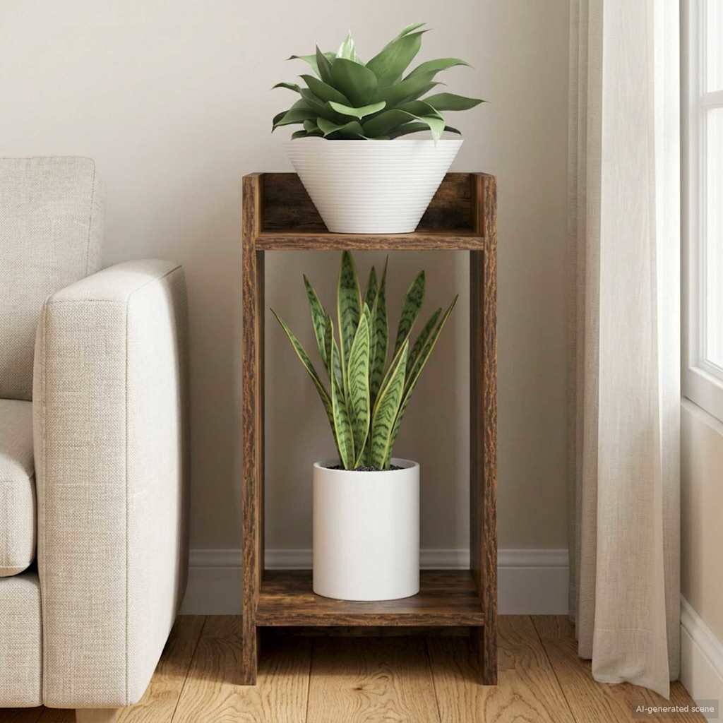 vidaXL Стойка за растения Опушен дъб 30 x 30 x 60 cm