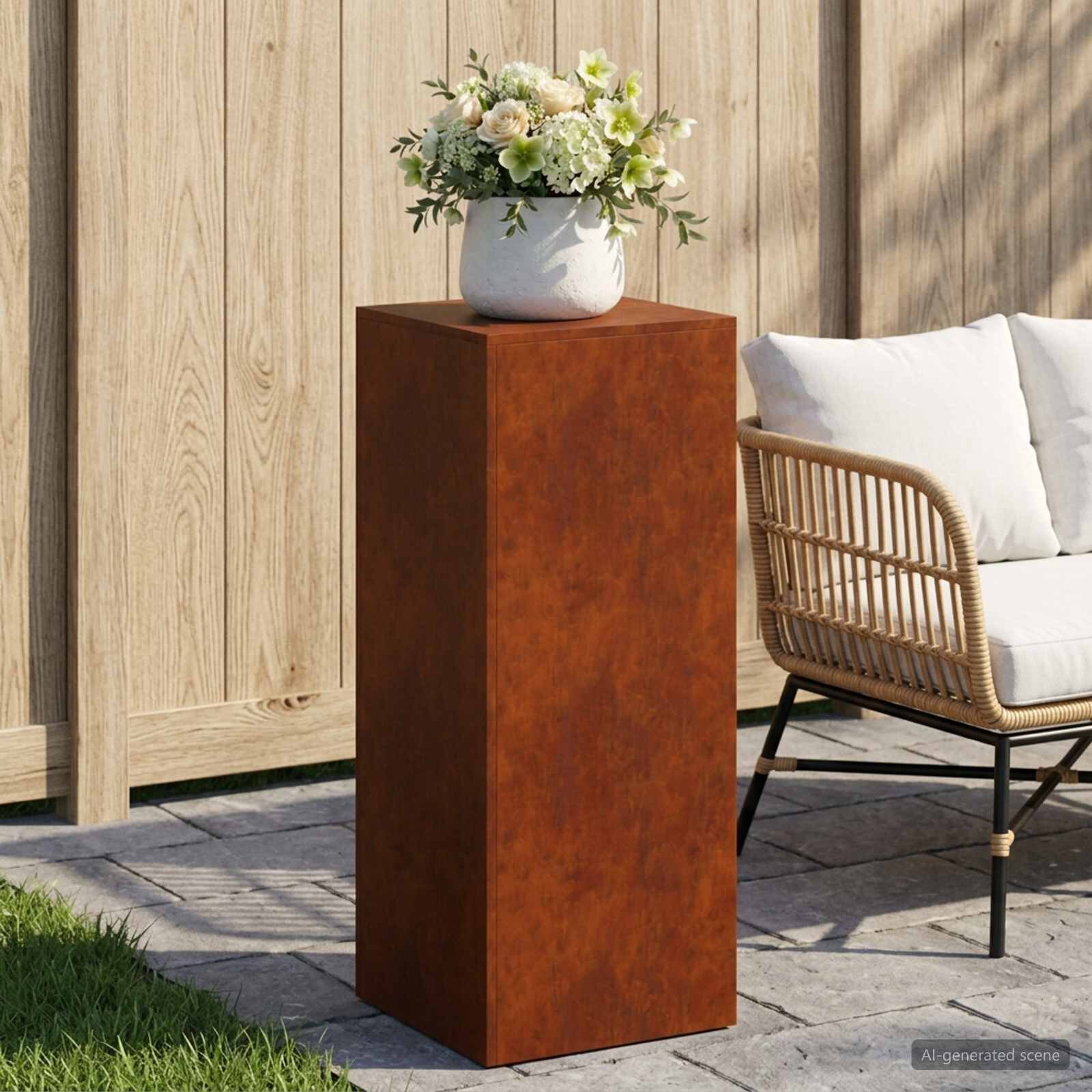 vidaXL Стойка за растения Ръждясало 40 x 40 x 100 cm Кортенова стомана
