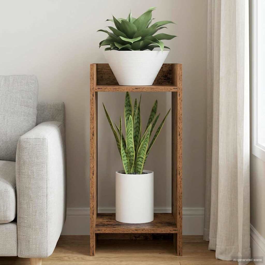 vidaXL Стойка за растения Старо дърво 30 x 30 x 60 cm