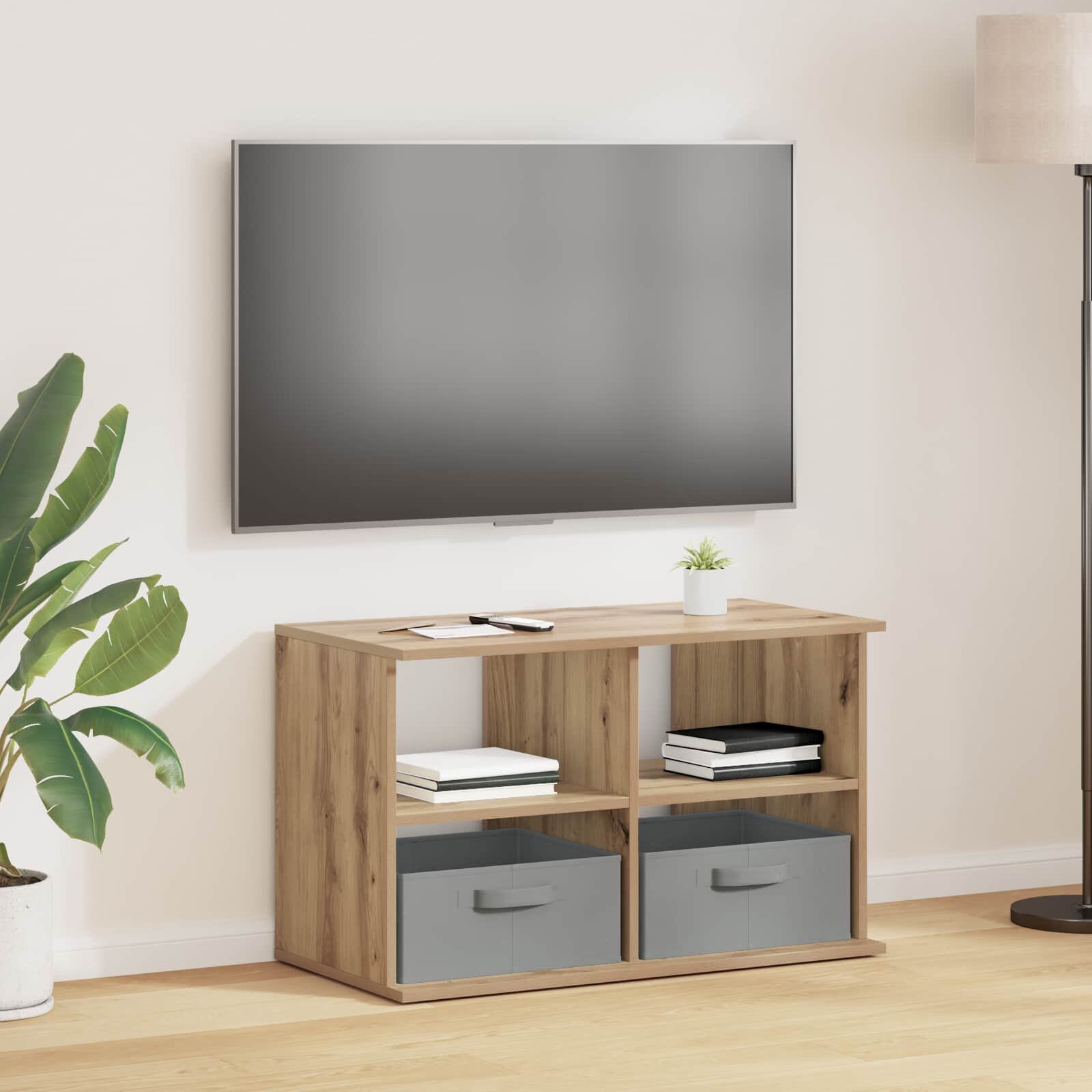 vidaXL Стойка за телевизор 79 x 40 x 48 см Дъб