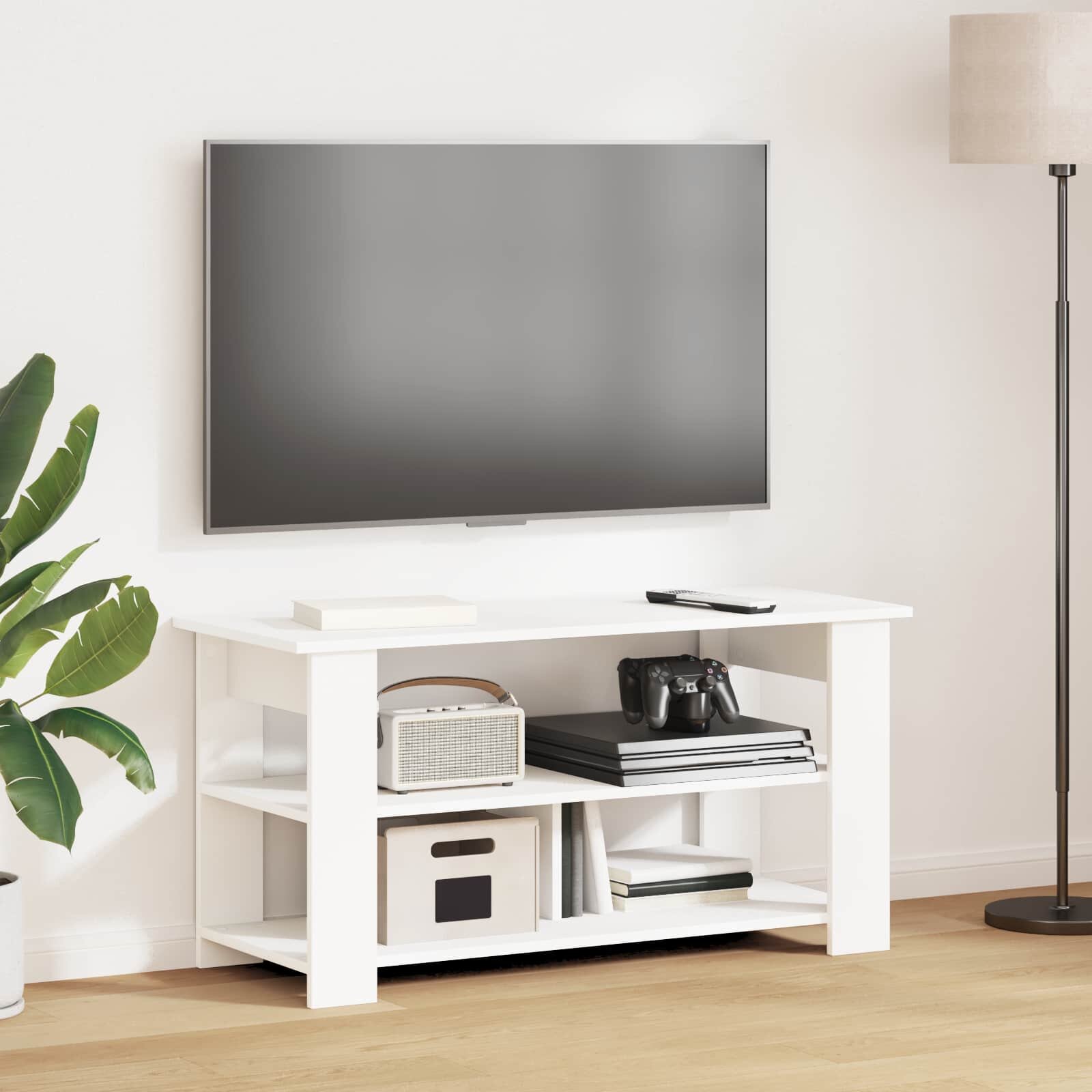 vidaXL Стойка за телевизор Бяло 100 x 40 x 50 cm