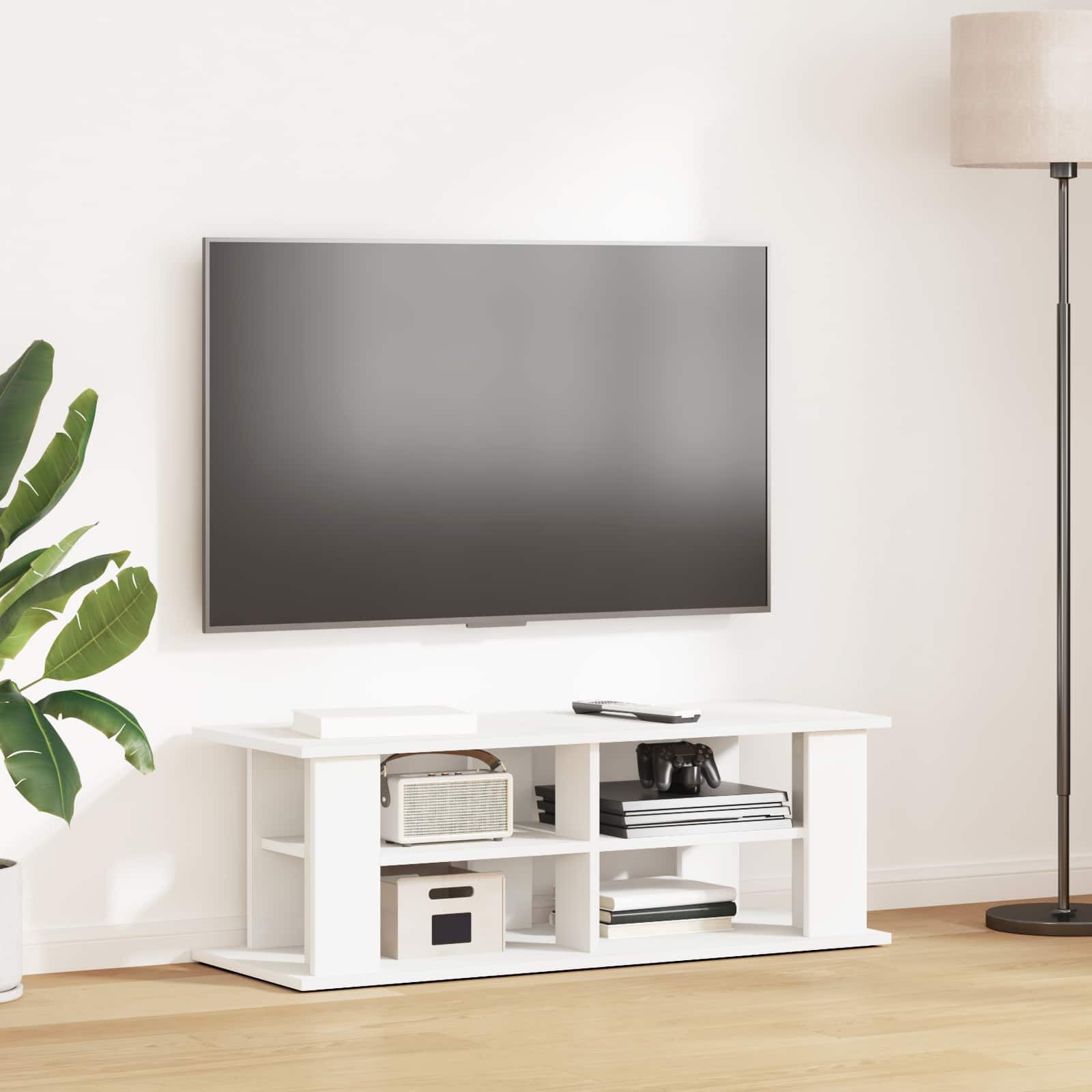 vidaXL Стойка за телевизор Бяло 96 x 35 x 335 см