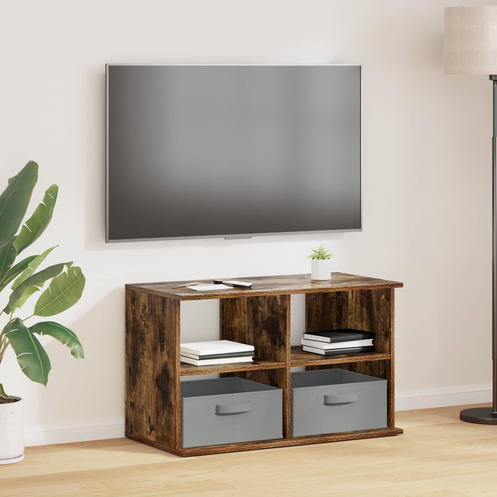 vidaXL Стойка за телевизор с чекмедже Димян дъб 79 x 40 x 48 см