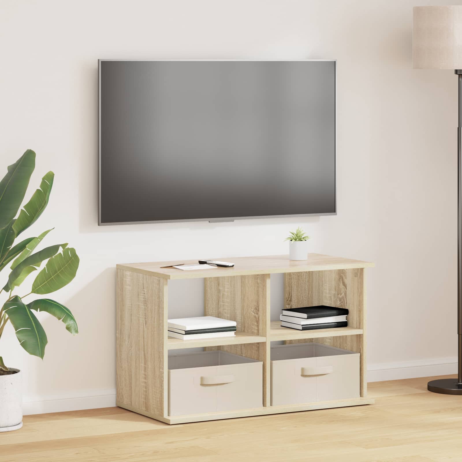 vidaXL Стойка за телевизор с чекмедже Сонома дъб 79 x 40 x 48 см