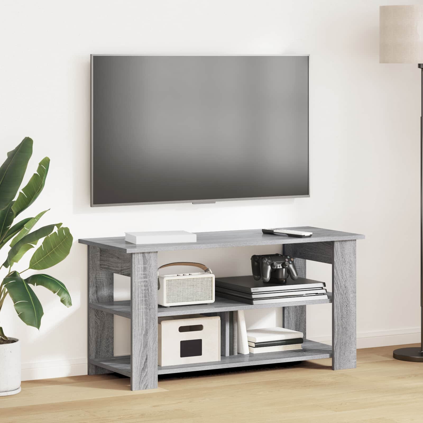 vidaXL Стойка за телевизор Сив Сонома 100 x 40 x 50 cm