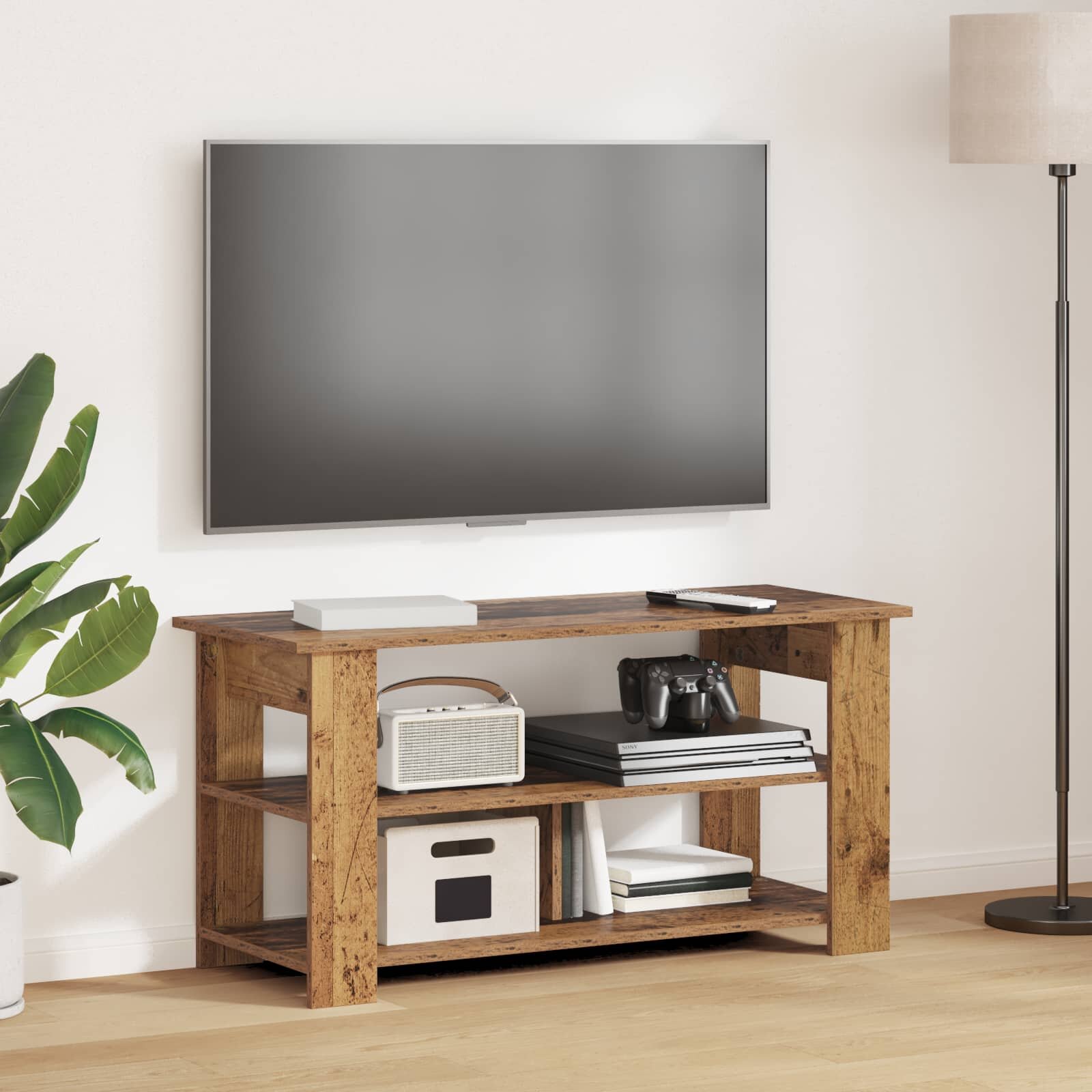 vidaXL Стойка за телевизор Старо дърво 100 x 40 x 50 cm