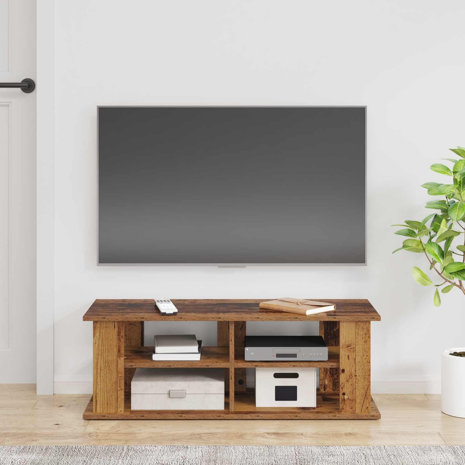 vidaXL Стойка за телевизор Старо дърво 96 x 35 x 335 см