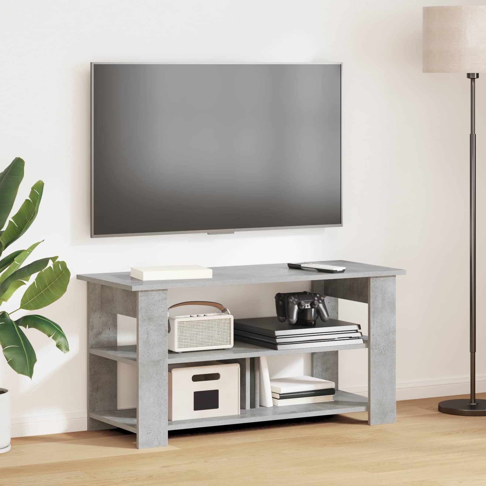 vidaXL Стойка за телевизор Циментено сиво 100 x 40 x 50 cm