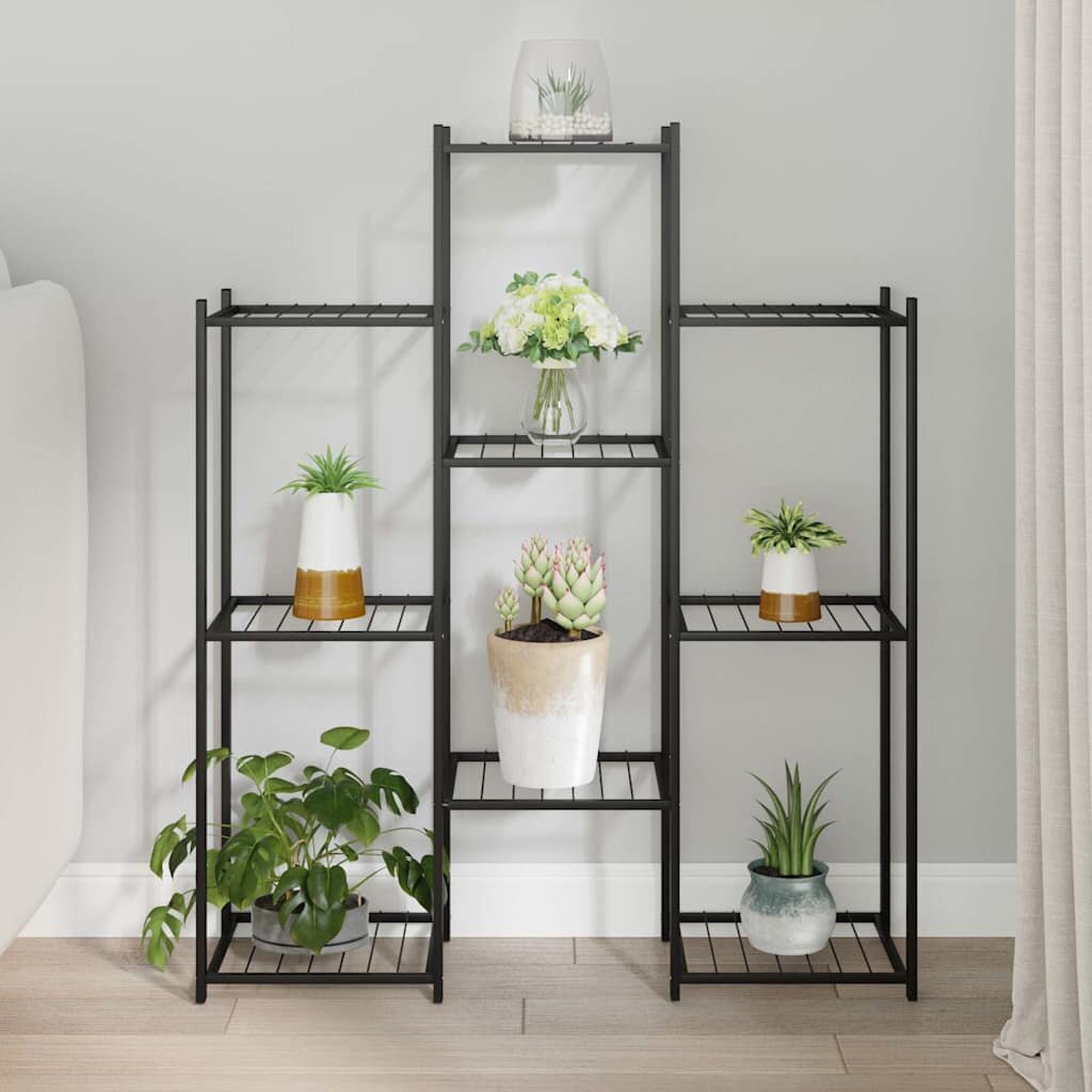 vidaXL Стойка за цветя 83x25x100 см черна желязо