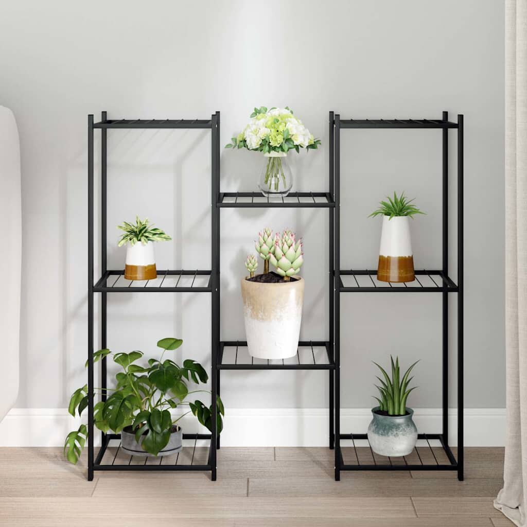 vidaXL Стойка за цветя 83x25x80 см черна желязо