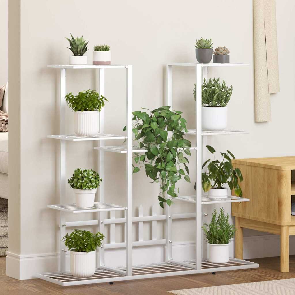 vidaXL Стойка за цветя 945x25x89 см бяла желязо