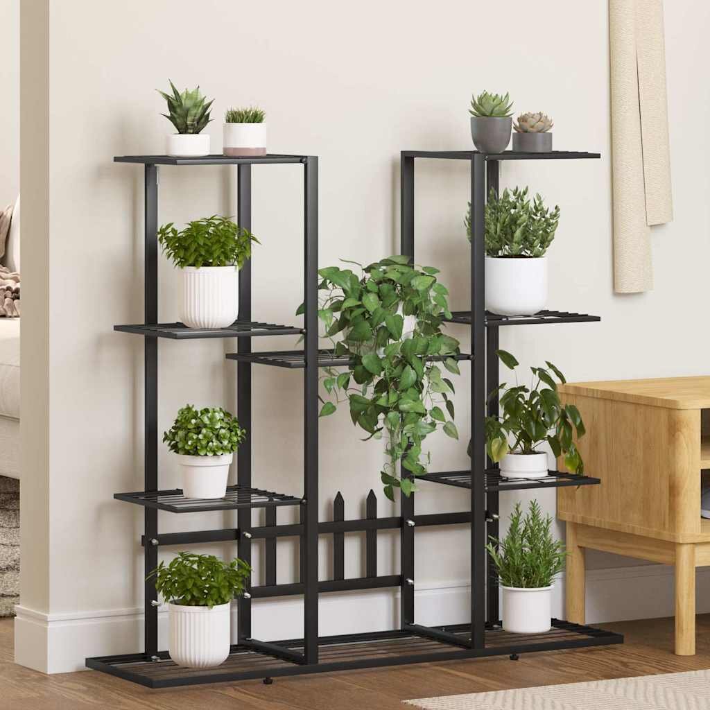 vidaXL Стойка за цветя 945x25x89 см черна желязо
