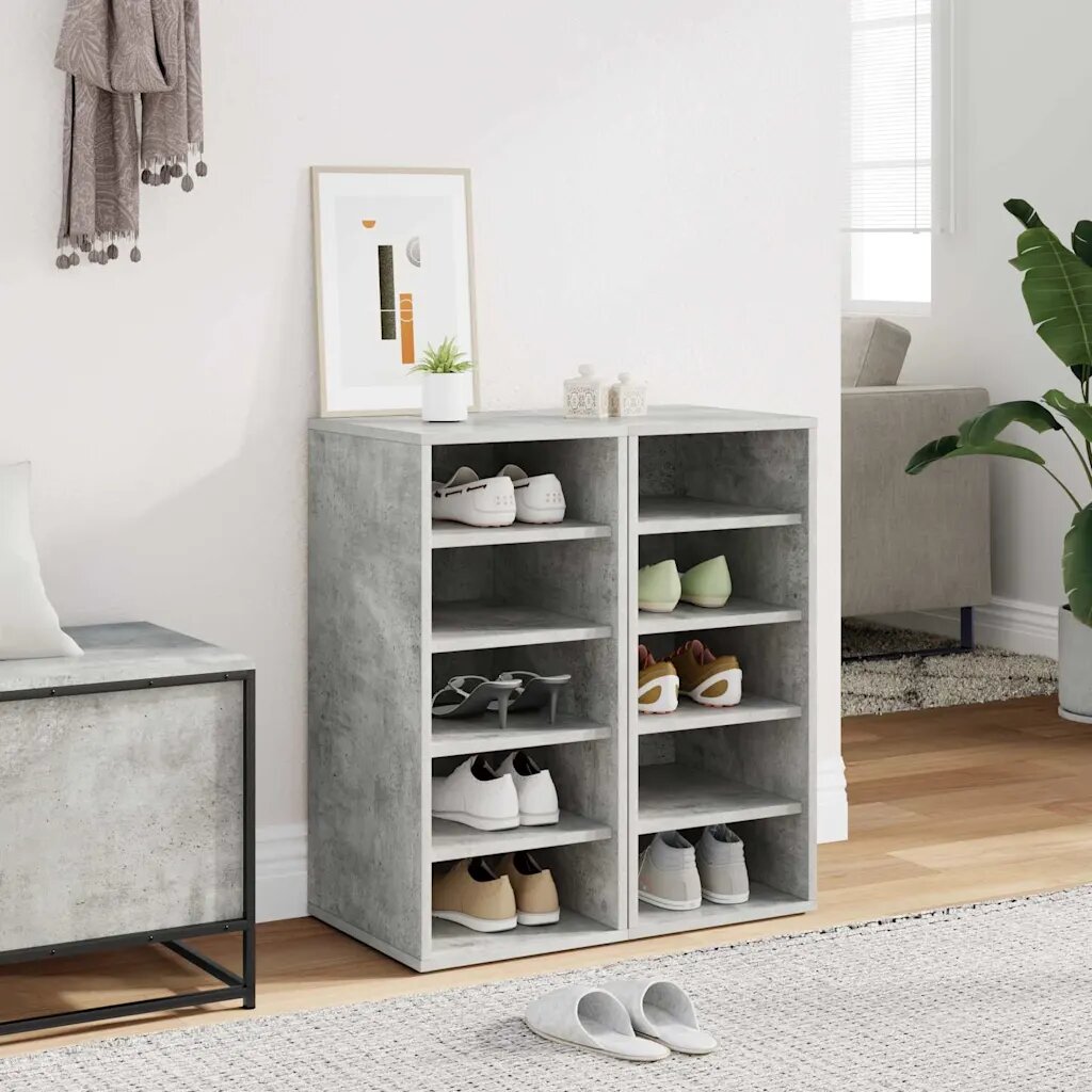 vidaXL Стойки за обувки 2 бр бетонно сив 315x35x70 см инженерно дърво