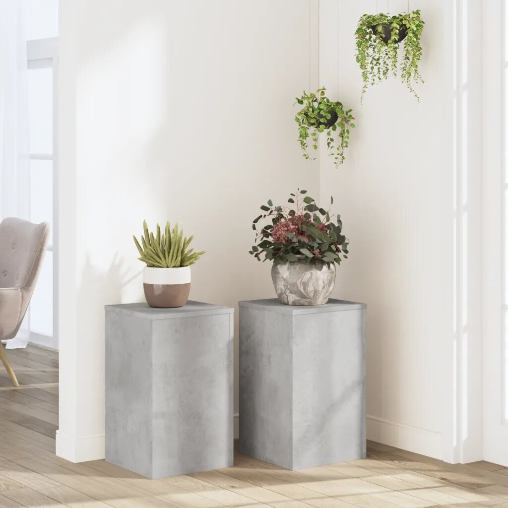 vidaXL Стойки за растения 2 бр бетонно сиви 30x30x50cm инженерно дърво