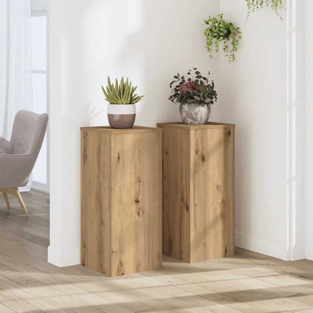 vidaXL Стойки за растения 2 бр дъб артизан 30x30x70 см инженерно дърво
