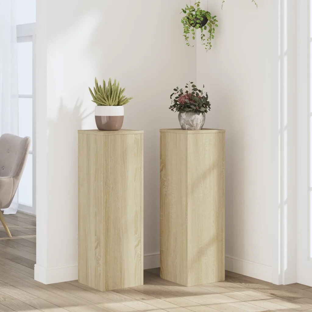 vidaXL Стойки за растения 2 бр дъб сонома 25x25x80 см инженерно дърво