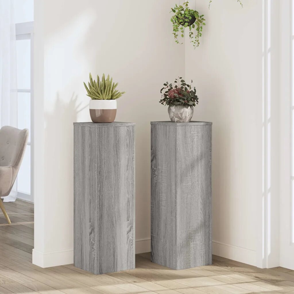vidaXL Стойки за растения 2 бр сив сонома 25x25x80 см инженерно дърво