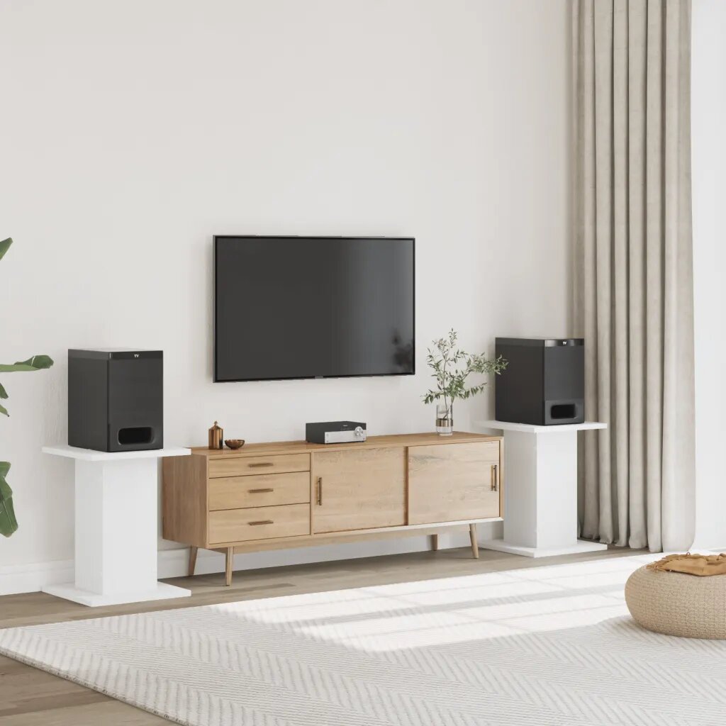 vidaXL Стойки за тонколони 2 бр бели 30x30x60 см инженерно дърво