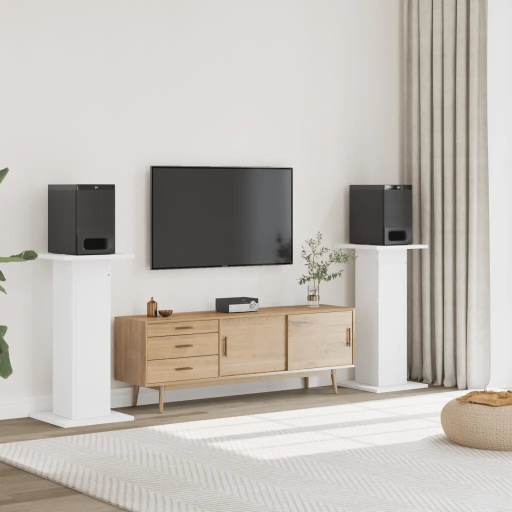 vidaXL Стойки за тонколони 2 бр бели 30x30x95 см инженерно дърво