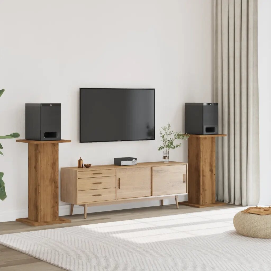 vidaXL Стойки за тонколони 2 бр дъб артизан 30x30x80см инженерно дърво