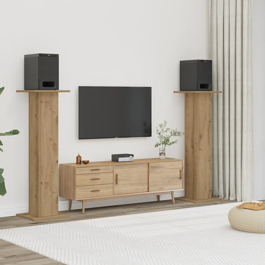 vidaXL Стойки за тонколони 2 бр дъб артизан 30x30x95см инженерно дърво