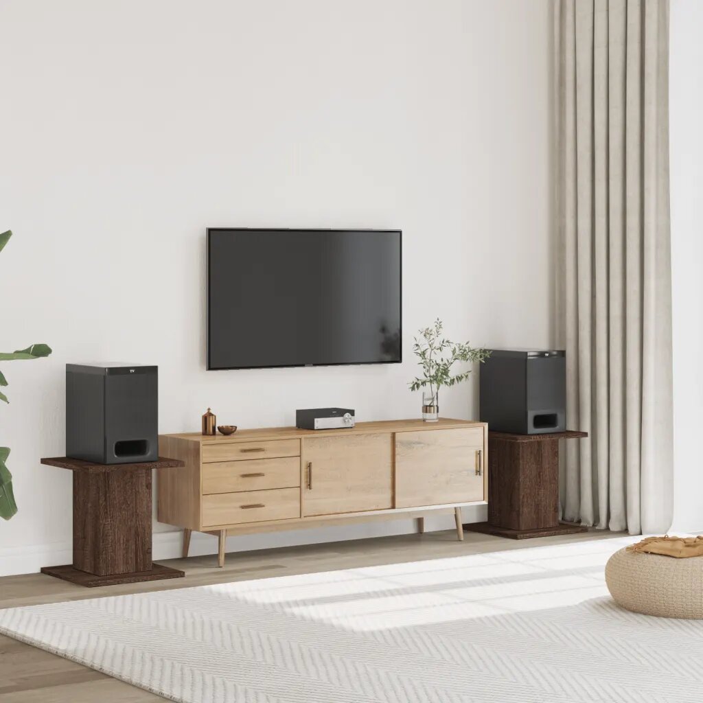 vidaXL Стойки за тонколони 2 бр кафяв дъб 30x30x40 см инженерно дърво