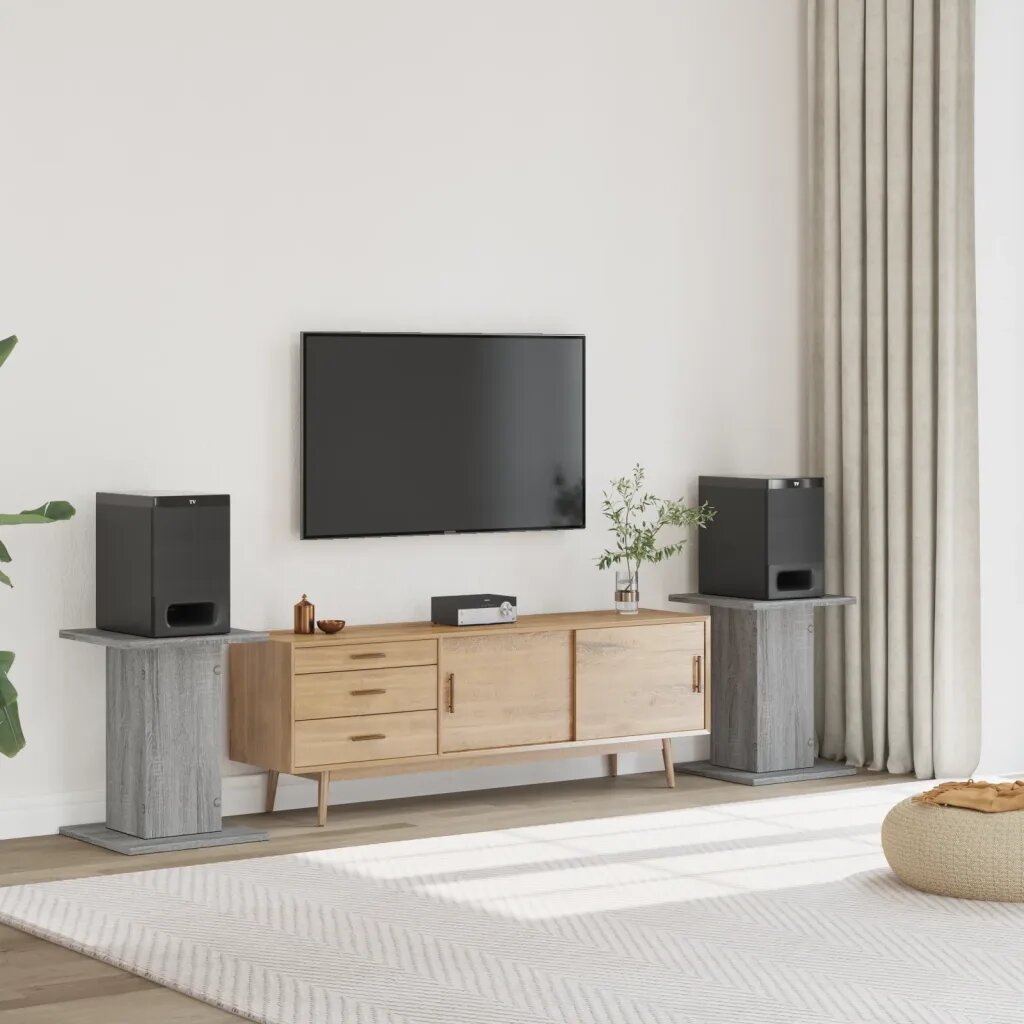 vidaXL Стойки за тонколони 2 бр сив сонома 30x30x60 см инженерно дърво