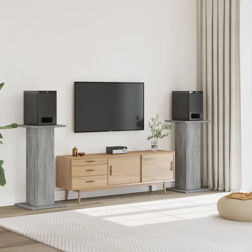 vidaXL Стойки за тонколони 2 бр сив сонома 30x30x95 см инженерно дърво