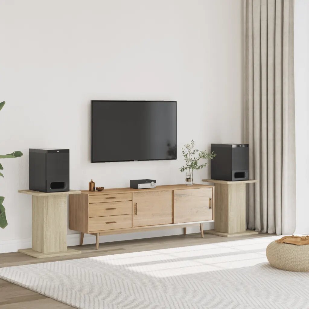 vidaXL Стойки за тонколони 2 бр сонома дъб 30x30x60 см инженерно дърво