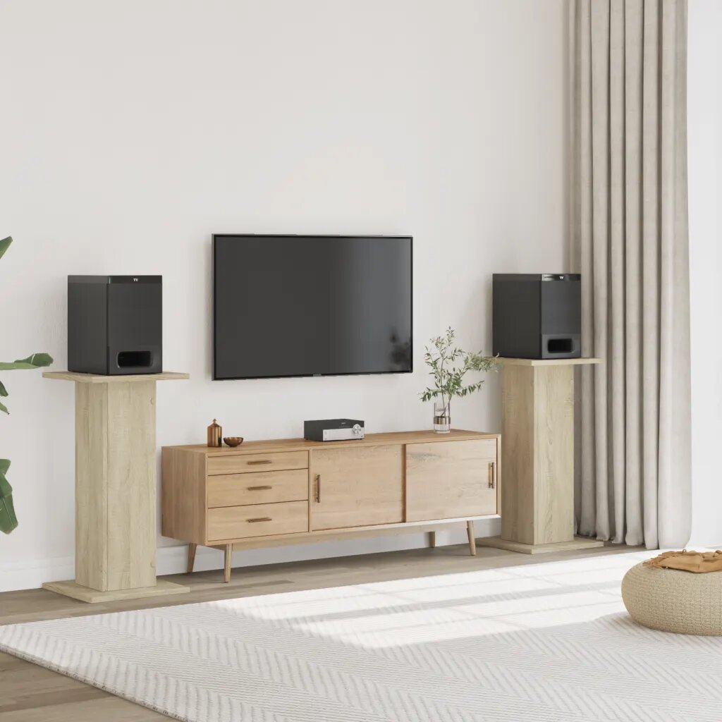 vidaXL Стойки за тонколони 2 бр сонома дъб 30x30x80 см инженерно дърво