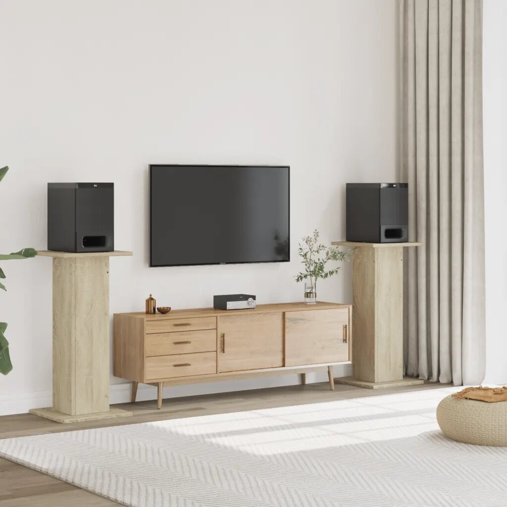 vidaXL Стойки за тонколони 2 бр сонома дъб 30x30x95 см инженерно дърво