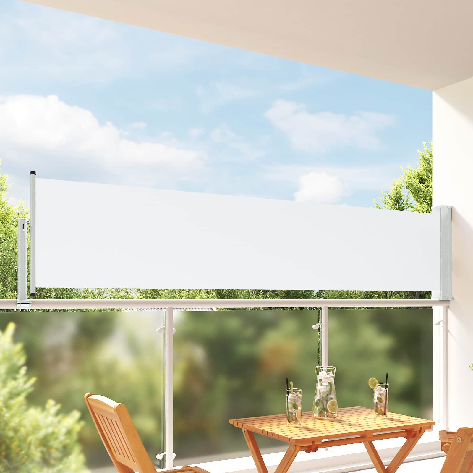 vidaXL Страничен сенник 100 x 300 cm 100% полиестер желязо стомана