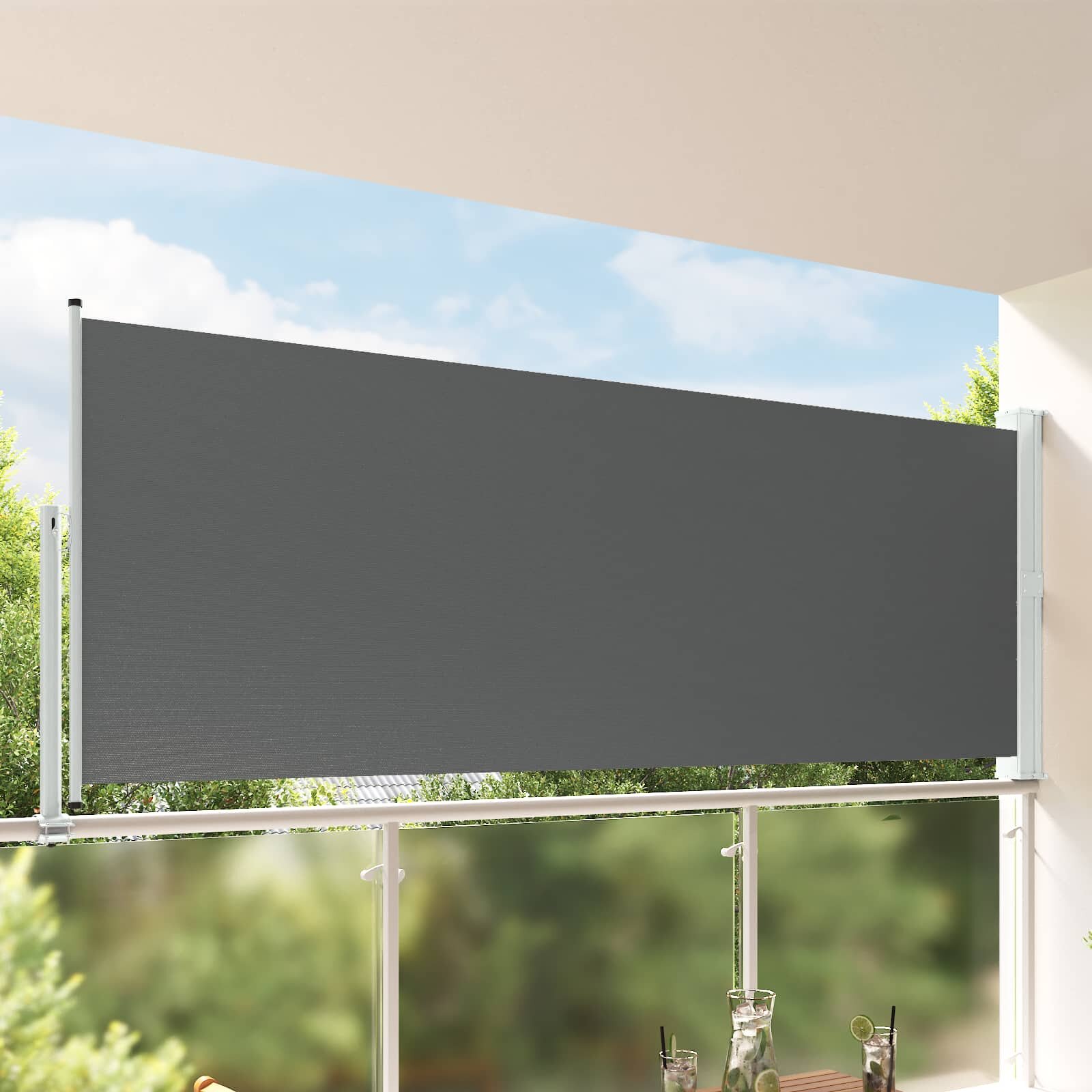 vidaXL Страничен сенник 140 x 300 cm 100% полиестер желязо стомана