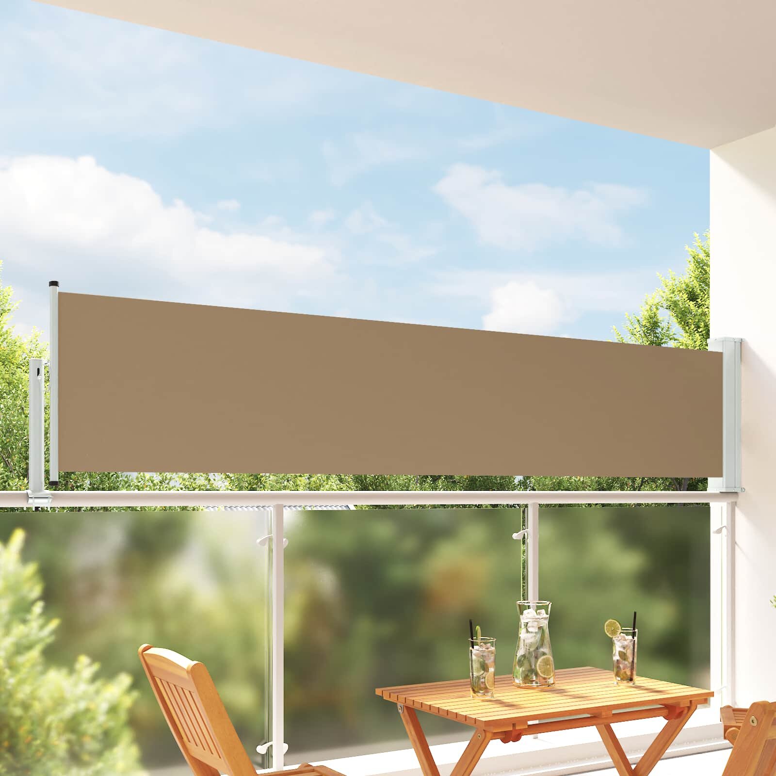 vidaXL Страничен сенник 60 x 300 cm 100% полиестер желязо стомана