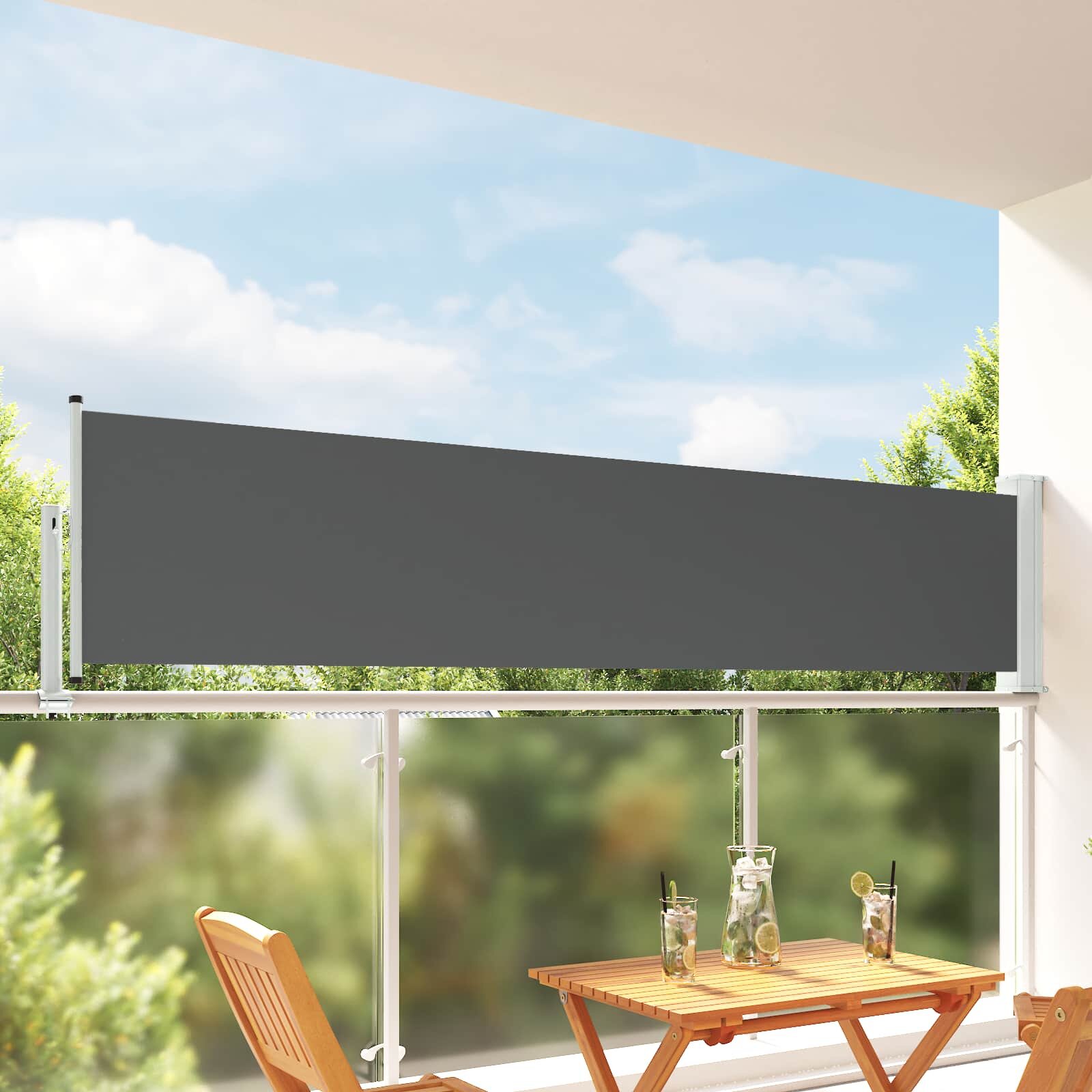 vidaXL Страничен сенник 80 x 300 cm 100% полиестер желязо стомана