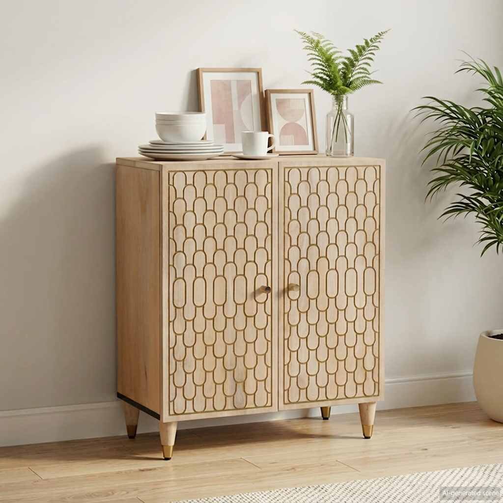 vidaXL Страничен шкаф 60x33x75 см манго масивно дърво
