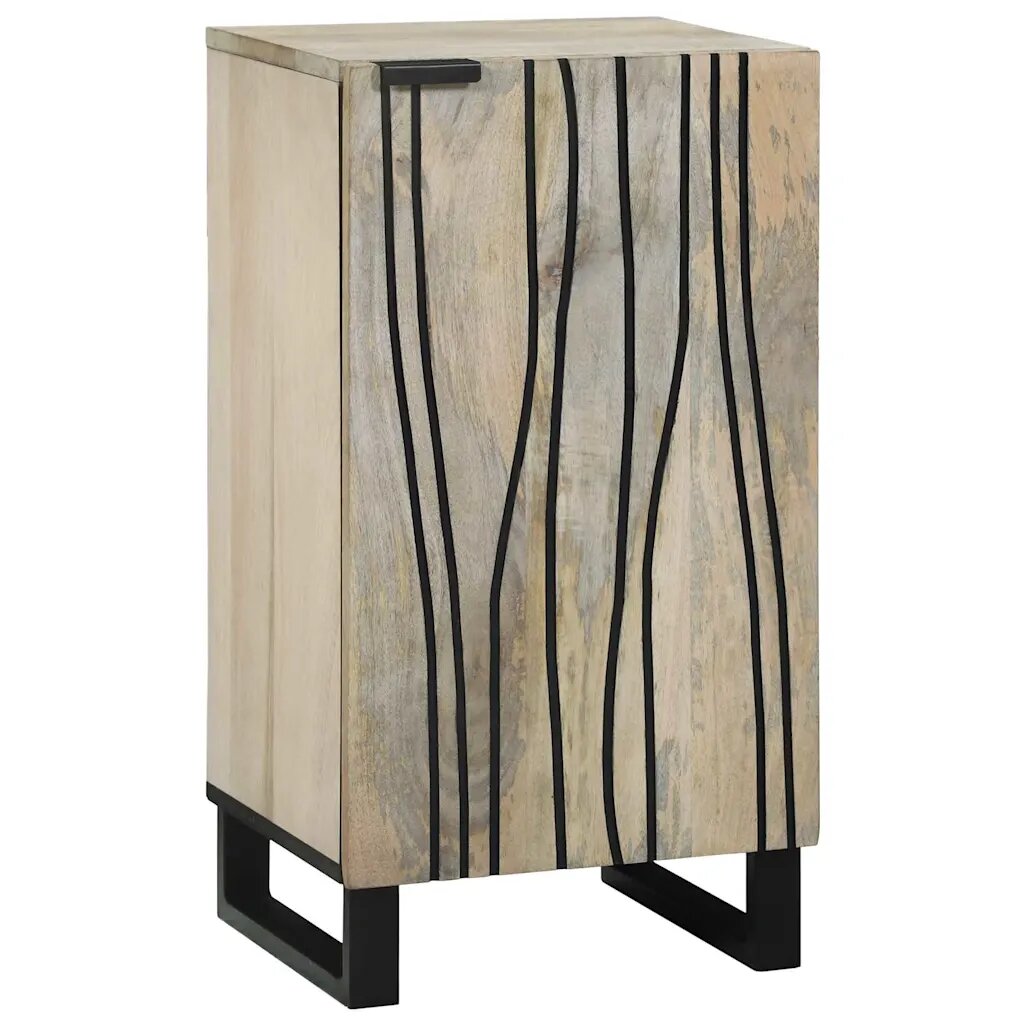 vidaXL Страничен шкаф Бяло 40 x 33 x 75 см мангово дърво масив