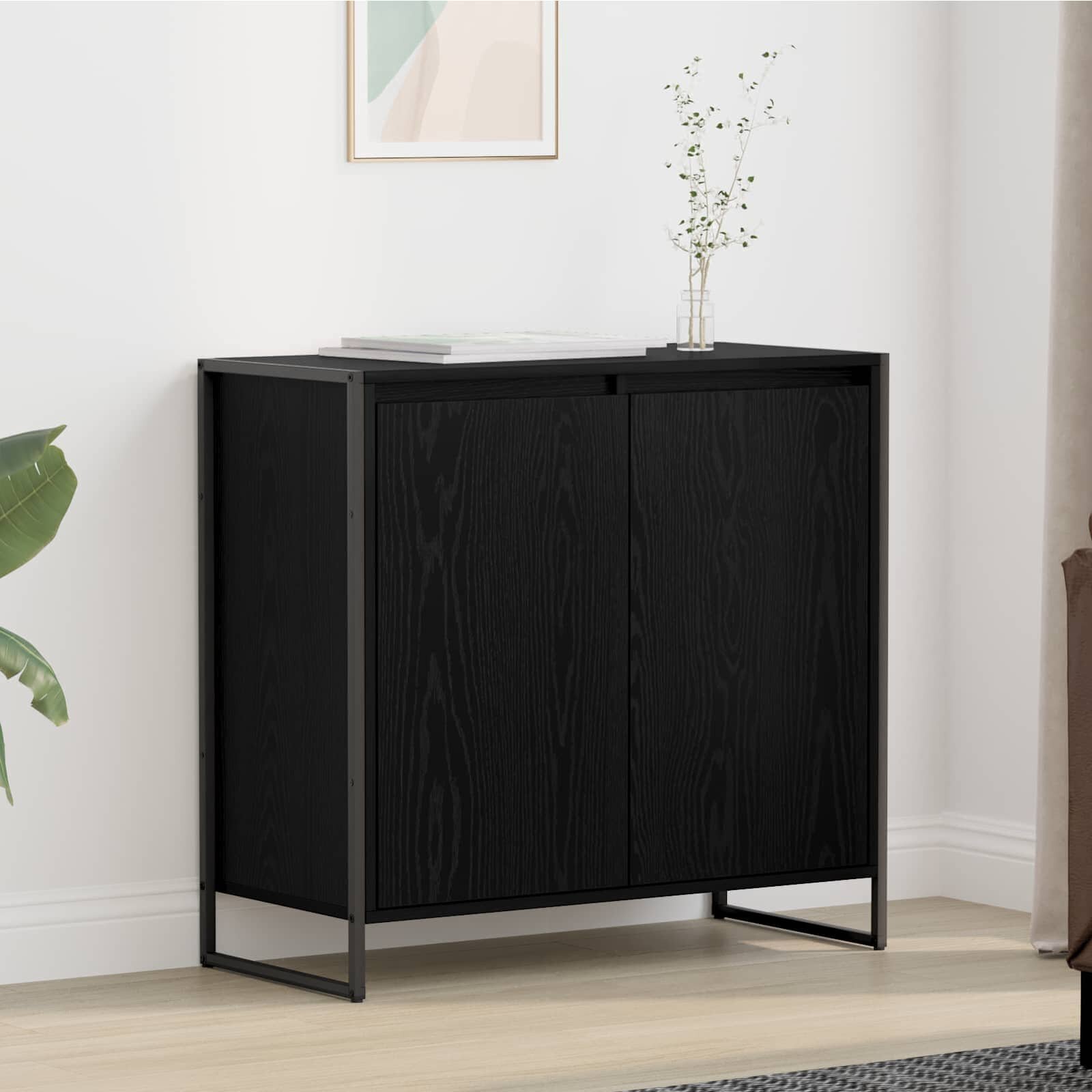 vidaXL Страничен шкаф Черния дъб 79 x 36 x 75 см Инженерна дървесина