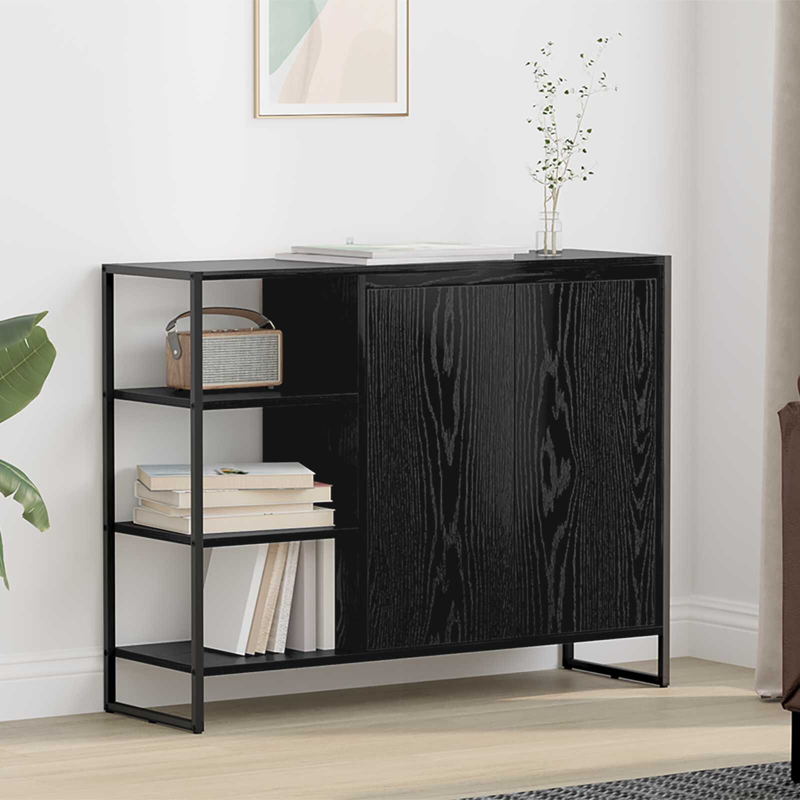 vidaXL Страничен шкаф Черния дъб 96.5 x 30 x 75 см Инженерна дървесина