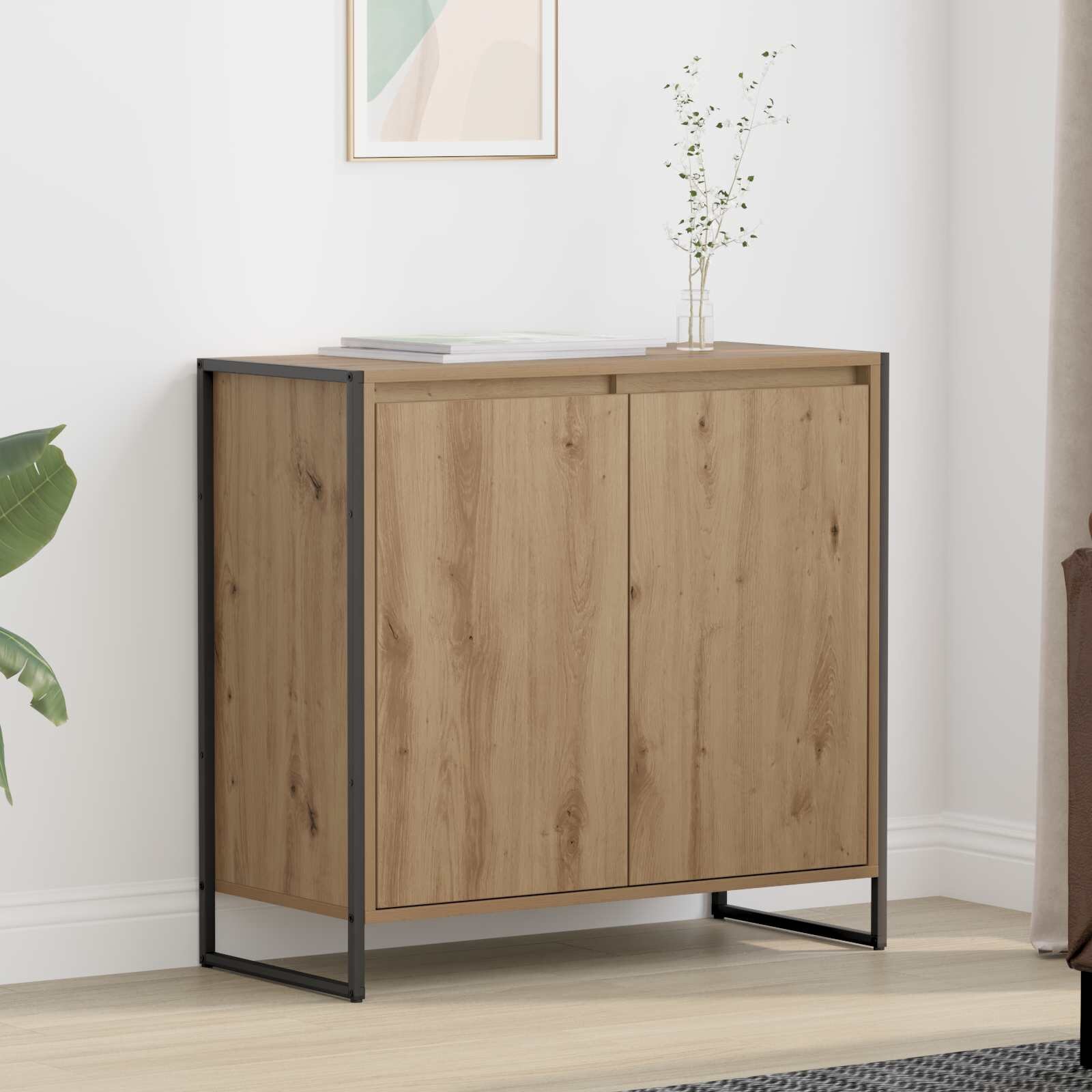 vidaXL Страничен шкаф Дъб артизан 79 x 36 x 75 см Инженерна дървесина