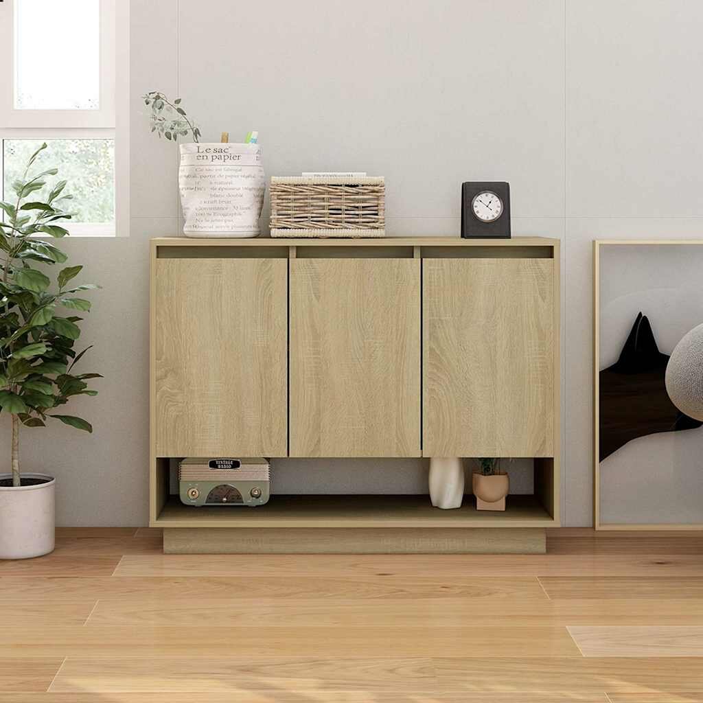 vidaXL Страничен шкаф дъб сонома 97x31x75 см инженерно дърво