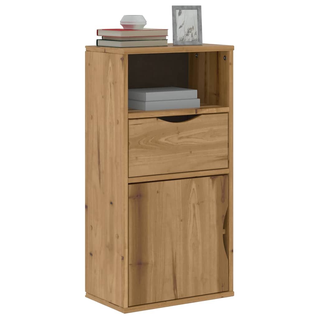 vidaXL Страничен шкаф с чекмедже ODDA 40x24x79cm масивна дървесина бор