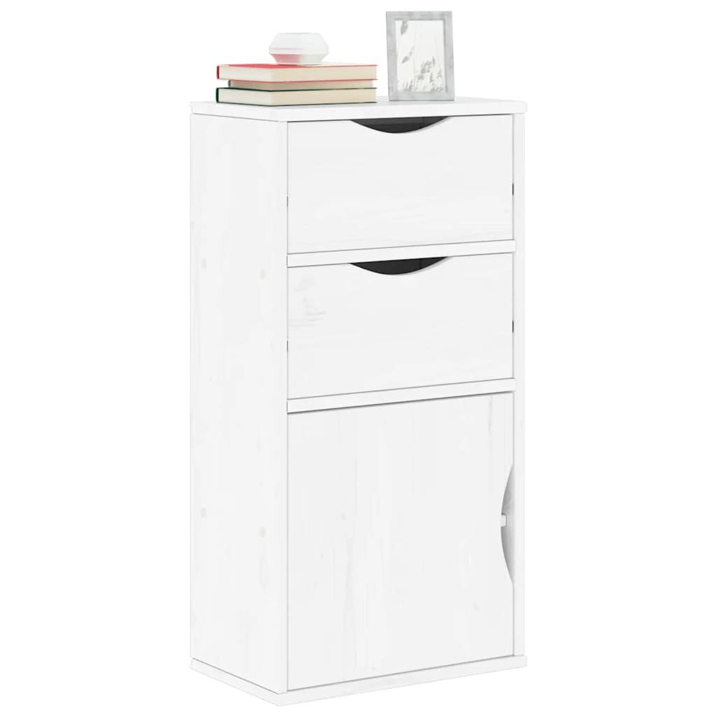 vidaXL Страничен шкаф с чекмеджета ODDA White 40x24x79 cm