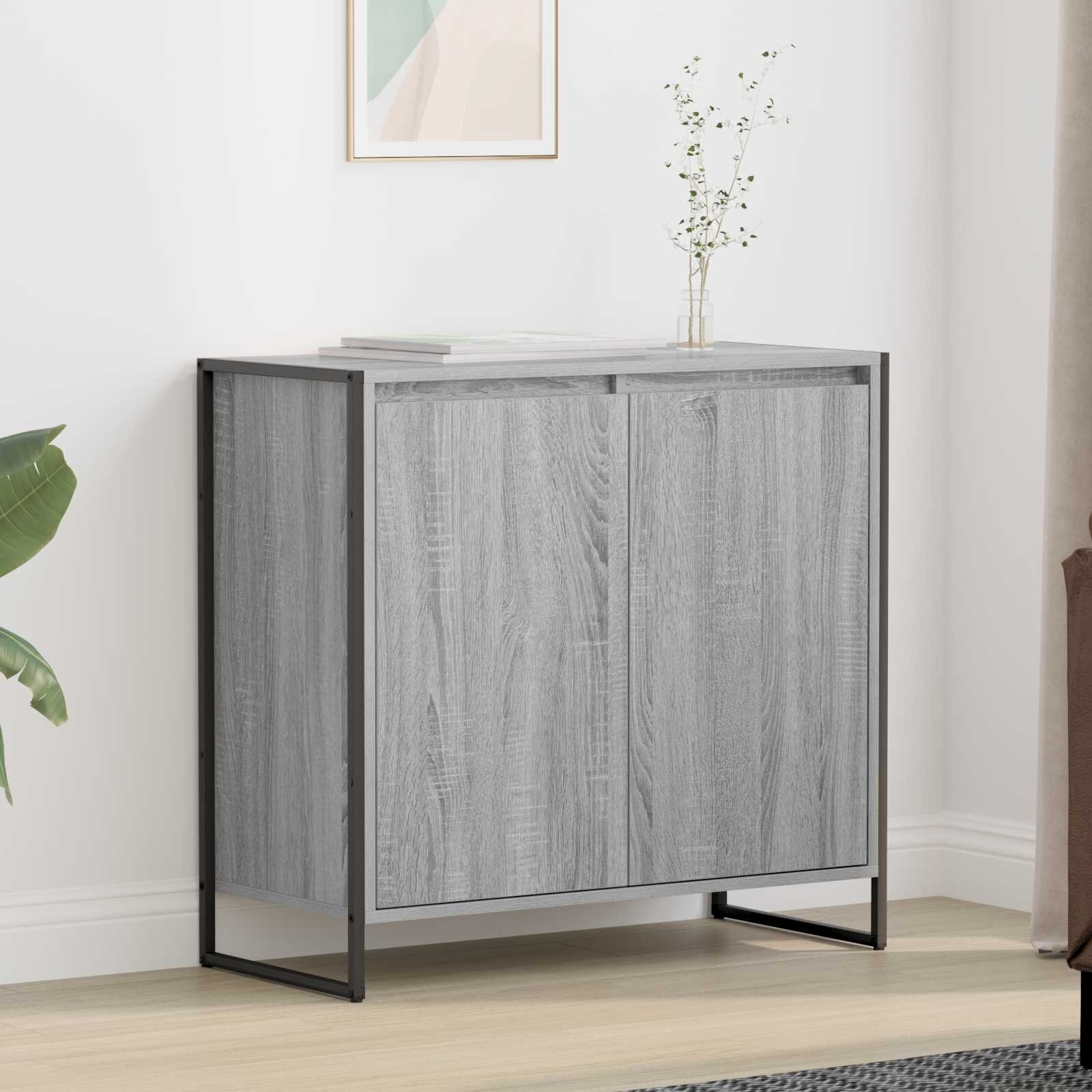 vidaXL Страничен шкаф Сив Сонома 79 x 36 x 75 см Инженерна дървесина