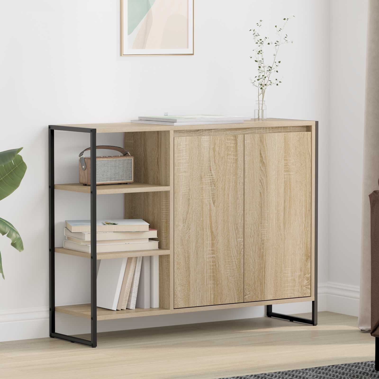 vidaXL Страничен шкаф Сонома 96.5 x 30 x 75 см Инженерна дървесина