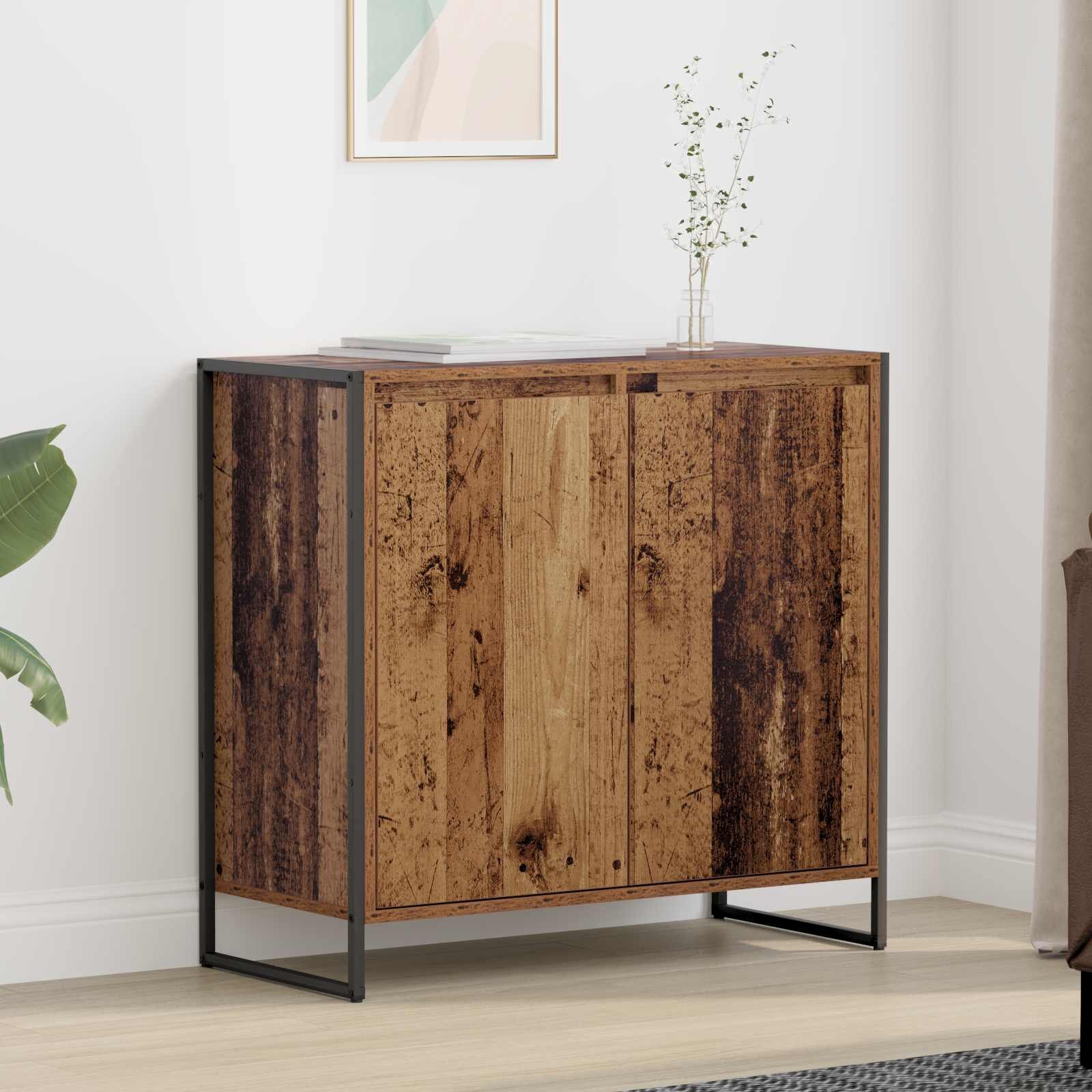 vidaXL Страничен шкаф Старо дърво 79 x 36 x 75 см Инженерна дървесина
